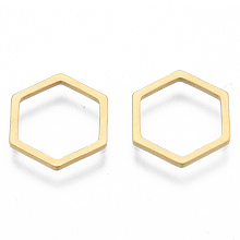 Honeyhandy 201 Stainless Steel Linking Rings, Hexagon, Golden, 12x14x1mm, Inner Diameter: 10x11.5mm