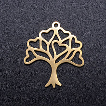 Honeyhandy 201 Stainless Steel Hollow Pendants, Tree of Life, Golden, 23x20.5x1mm, Hole: 1.5mm