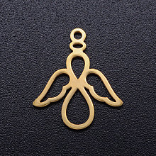 Honeyhandy 201 Stainless Steel Pendants, Angel, Golden, 18x16x1mm, Hole: 1.4mm