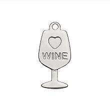 Honeyhandy 201 Stainless Steel Pendants, Wine Glass, Stainless Steel Color, 18x9x1mm, Hole: 1mm