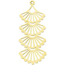 DICOSMETIC 5Pcs Stainless Steel Golden Fan Filigree Charms Layered Fan Charms Sector Pendants Hollow Fan Leaf Pendants Ginkgo Leaf Pendants for Bracelet Necklace Earrings Making