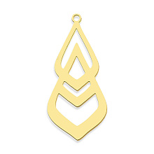 Honeyhandy 201 Stainless Steel Pendants, Laser Cut, Vacuum Plating, Teardrop, Golden, 36.5x17x1mm, Hole: 1.6mm