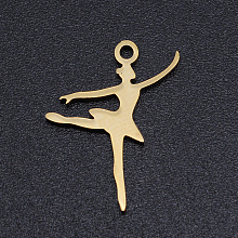 Honeyhandy 201 Stainless Steel Laser Cut Pendants, Ballet Dancer, Golden, 17.5x13x1mm, Hole: 1.4mm