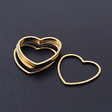 Honeyhandy 201 Stainless Steel Linking Rings, Laser Cut, Heart, Golden, 18x20x1mm, Inner Size: 14x18mm