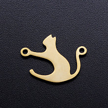 Honeyhandy 201 Stainless Steel Kitten Links connectors, Cat Silhouette, Golden, 19x15x1mm, Hole: 1.5mm