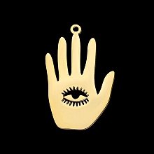 Honeyhandy 201 Stainless Steel Pendants, Laser Cut, Palm with Eye, Golden, 30x18x1mm, Hole: 1.6mm