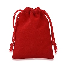 Honeyhandy Velvet Cloth Drawstring Bags, Jewelry Bags, Christmas Party Wedding Candy Gift Bags, Red, 9x7cm