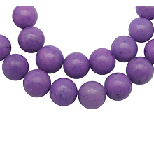 Honeyhandy Natural Mashan Jade Beads Strands, Dyed, Round, Purple, 6mm, Hole: 1mm, about 66pcs/strand, 16 inch