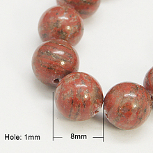 Honeyhandy Natural Sesame Jasper/Kiwi Jasper Beads Strands, Round, Dark Red, 8mm