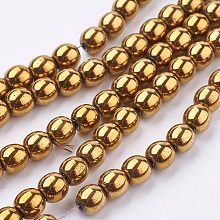 Honeyhandy Non-magnetic Synthetic Hematite Beads Strands, Grade A, Round, Golden Plated, 6mm, Hole: 1.5~2mm, about 65~70pcs/strand