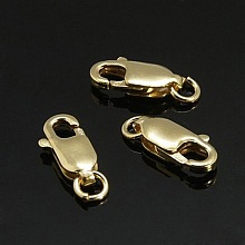 Honeyhandy Yellow Gold Filled Lobster Claw Clasps, 1/20 14K Gold Filled, Cadmium Free & Nickel Free & Lead Free, 10x4x2mm, Hole: 2mm