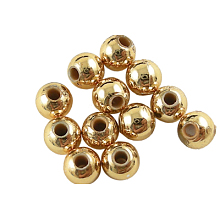 Honeyhandy Plating Acrylic Beads, Round, Golden, about 6mm in diameter, hole: 1mm