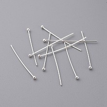 Honeyhandy Sterling Silver Ball Head Pins, Silver, 25x0.5mm