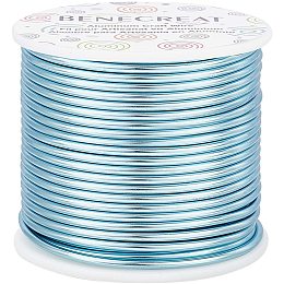 BENECREAT 10 Gauge 80FT Tarnish Resistant Jewelry Craft Wire Bendable Aluminum Sculpting Metal Wire for Jewelry Craft Beading Work, LightBlue