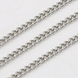 Honeyhandy 304 Stainless Steel Curb Chain Twist Link Chains, Unwelded, Faceted, Stainless Steel Color, 3x2.2x1mm