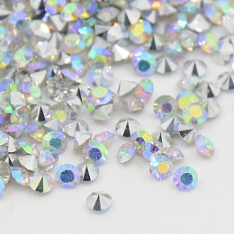 Grade AAA Pointed Back Resin Rhinestones, Random Color On The Back, Diamond Shape, Clear AB, 2.0mm; about 14400pcs/bag