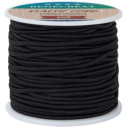 BENECREAT 2.5mm Black Elastic Cord 38 Yard Stretch Thread Beading Cord Fabric Crafting String Rope for DIY Crafts Bracelets Necklaces