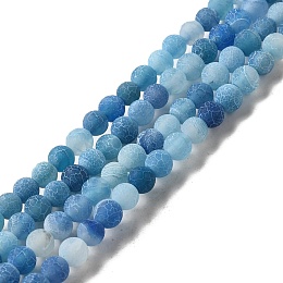 Honeyhandy Natural Crackle Agate Beads Strands, Dyed, Round, Grade A, Cornflower Blue, 4mm, Hole: 0.8mm, about 93pcs/strand, 15 inch