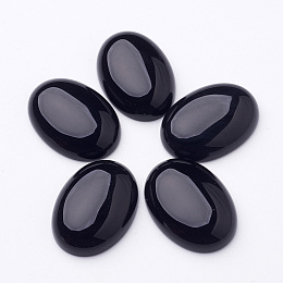 Honeyhandy Natural Gemstone Cabochons, Black Agate, Oval, Black, 25x18x7mm