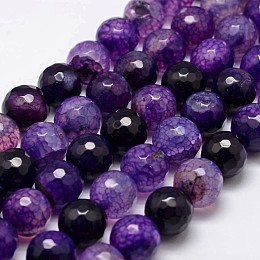 Honeyhandy Natural Agate Bead Strands, Dyed, Faceted, Round, Indigo, 12mm, Hole: 1.5mm, about 30~32pcs/strand, 14 inch