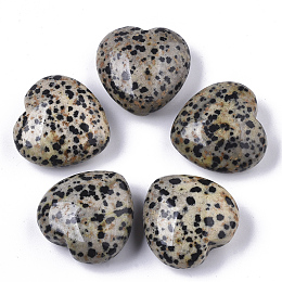 Honeyhandy Natural Dalmatian Jasper Healing Stones, Heart Love Stones, Pocket Palm Stones for Reiki Balancing, 29~30x30~31x12~15mm