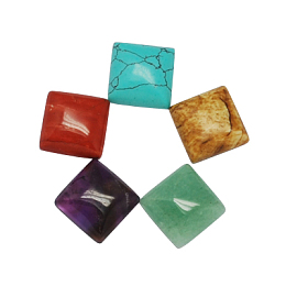 Honeyhandy Gemstone Cabochons, Mixed Stone, Square, Mixed Color, 16x16x6mm