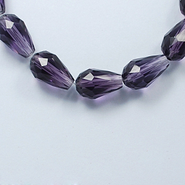 Honeyhandy Glass Beads Strands, Faceted, Drop, Indigo, 11x8mm, Hole: 1mm, about 57~59pcs/strand, 26.38~26.77 inch