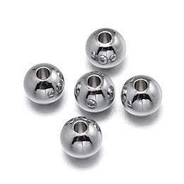 Honeyhandy Brass Beads, Lead Free & Nickel Free & Cadmium Free, Solid Round, Real Platinum Plated, 2.5mm, Hole: 1mm