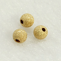 Honeyhandy Non-Tarnish Yellow Gold Filled Textured Beads, 1/20 14K Gold Filled, Cadmium Free & Nickel Free & Lead Free, Round, 3mm, Hole: 1mm