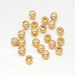 Honeyhandy Real 18K Gold Plated Brass Round Spacer Beads, Lead Free & Cadmium Free & Nickel Free, 2.5mm, Hole: 0.5mm, about 2400pcs/50g