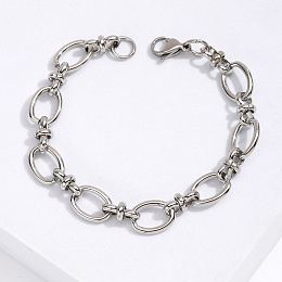 Honeyhandy Non-Tarnish Stainless Steel Oval Link Chain Bracelet, Stainless Steel Color, Inner Diameter: 7-1/2 inch(19cm)