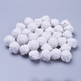 Honeyhandy Opaque Acrylic Beads, Flower, White, 16x16mm, Hole: 1.8mm, about 255pcs/500g