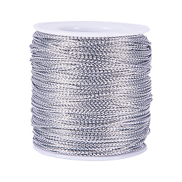 PandaHall Elite Silver Diameter 2mm Jewelry Braided Thread Metallic Cords, about 100m/roll