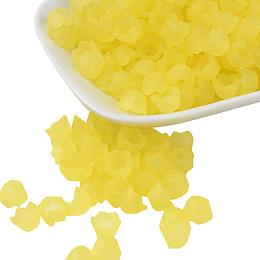 ARRICRAFT Transparent Acrylic Beads Caps, Flower, Frosted, Yellow, 10x6mm, Hole: 1.5mm; About 1900pcs/500g