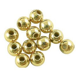 Honeyhandy Carnival Celebrations, Mardi Gras Beads, Plating Acrylic Beads, Round, Golden, about 10mm in diameter, hole: 2mm, about 1000pcs/500g