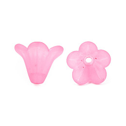 Honeyhandy Frosted Acrylic Beads, Flower, Pearl Pink, 10x13.5mm, Hole: 1.8mm, about 1600pcs/500g