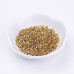 Honeyhandy Glass Seed Beads, Transparent, Round, Pale Goldenrod, 6/0, 4mm, Hole: 1.5mm, about 4500 beads/pound