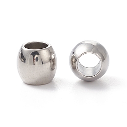 Honeyhandy 304 Stainless Steel Beads, Barrel, Large Hole Beads, Stainless Steel Color, 11x9.5mm, Hole: 6mm