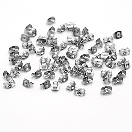 Honeyhandy 304 Stainless Steel Ear Nuts, Earring Backs, Stainless Steel Color, 6x4x3mm, Hole: 0.7mm