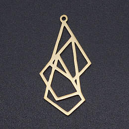 Honeyhandy 201 Stainless Steel Pendants, Origami, Rhombus, Golden, 37x19x1mm, Hole: 1.4mm