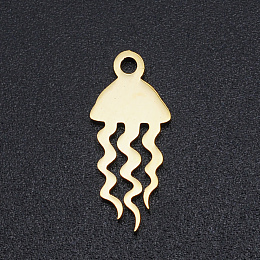 Honeyhandy 201 Stainless Steel Pendants, Jellyfish, Golden, 17x7x1mm, Hole: 1.5mm