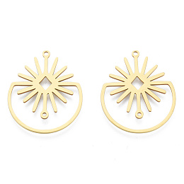 Honeyhandy 201 Stainless Steel Pendants, Flower Charm, Real 18K Gold Plated, 31.5x26x1mm, Hole: 1.5mm