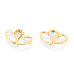 Honeyhandy 201 Stainless Steel Linking Rings, Quick Link Connectors, Heart, Real 18K Gold Plated, 21mm