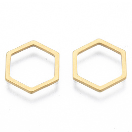 Honeyhandy 201 Stainless Steel Linking Rings, Hexagon, Golden, 12x14x1mm, Inner Diameter: 10x11.5mm