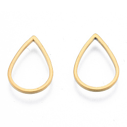 Honeyhandy 201 Stainless Steel Linking Rings, Teardrop, Golden, 16x11x1mm, Inner Diameter: 9x13.5mm