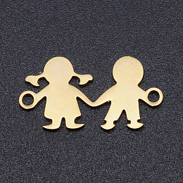 Honeyhandy 201 Stainless Steel Links connectors, Girl with Boy, Golden, 10x16x1mm, Hole: 1.5mm