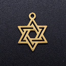 Honeyhandy 201 Stainless Steel Pendants, for Jewish, Star of David, Golden, 16x12x1mm, Hole: 1.5mm