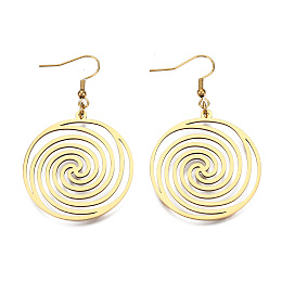 Honeyhandy 201 Stainless Steel Dangle Earrings, Vortex, Golden, 59mm, Pin: 0.6mm