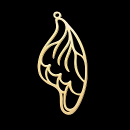 Honeyhandy 201 Stainless Steel Pendants, Laser Cut, Wing, Golden, 45x20x1mm, Hole: 1.6mm