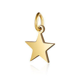 Honeyhandy 201 Stainless Steel Charms, Star, Golden, 9x8x1mm, Hole: 2~2.5mm